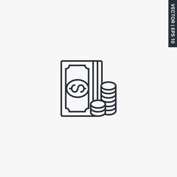 Geld Lineares Stilzeichen Für Mobiles Konzept Und Webdesign Symbol Logoabbildung — Stockvektor