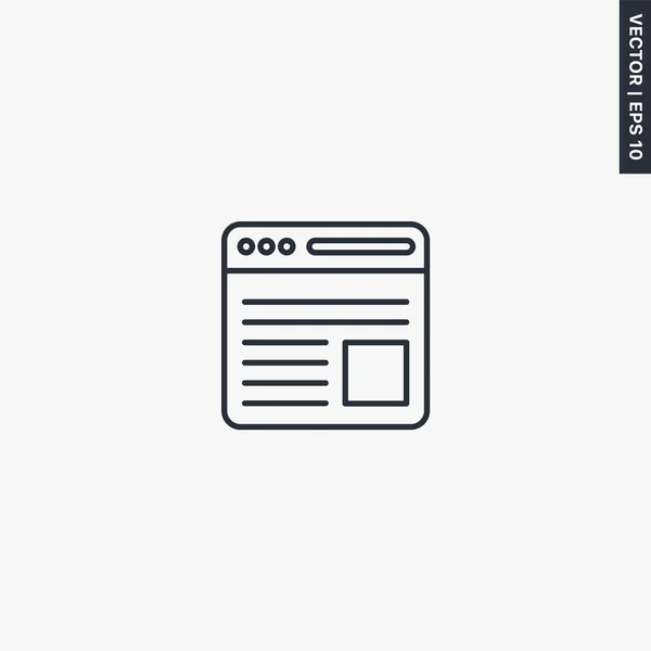 Webpagina Lineair Stijlteken Voor Mobiel Concept Webdesign Symbool Logo Illustratie — Stockvector