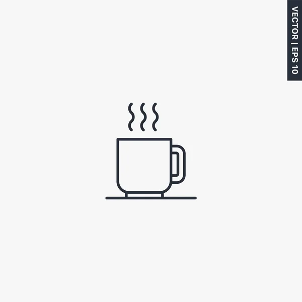 Kaffe Linjär Skylt För Mobilt Koncept Och Webbdesign Symbol Logotyp — Stock vektor