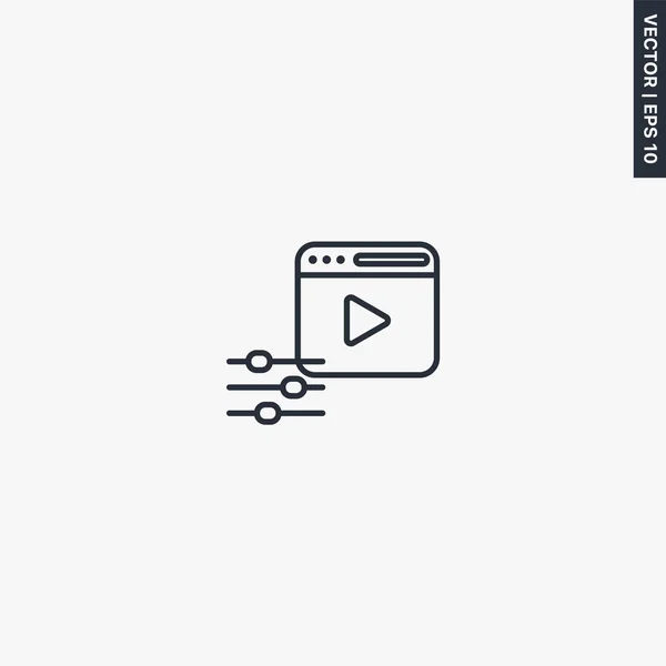 Editar Vídeo Sinal Estilo Linear Para Conceito Móvel Web Design —  Vetores de Stock