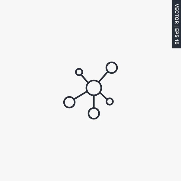 Molecule Segno Stile Lineare Concetto Mobile Web Design Simbolo Illustrazione — Vettoriale Stock