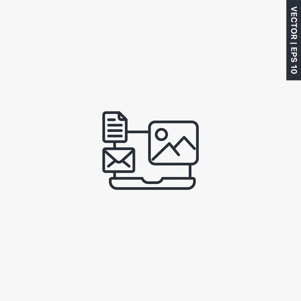 Multimédia Notebook Lineární Značka Pro Mobilní Koncept Webdesign Symbol Logo — Stockový vektor