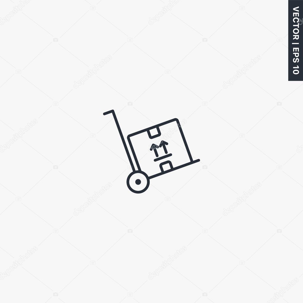 Hand truck, linear style sign for mobile concept and web design. Symbol, logo illustration. Pixel perfect vector graphics