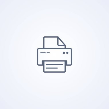 Yazıcı, beyaz arkaplanda en iyi vektör gri çizgi simgesi, Eps 10
