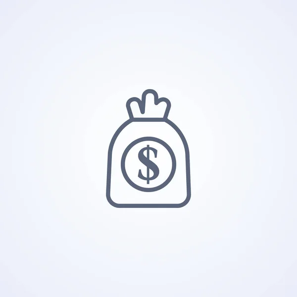 Money Bag Vector Best Gray Line Icon White Background Eps — Stock Vector