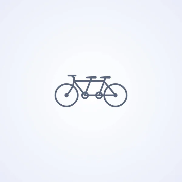 Bicicleta Tándem Vector Mejor Icono Línea Gris Sobre Fondo Blanco — Vector de stock