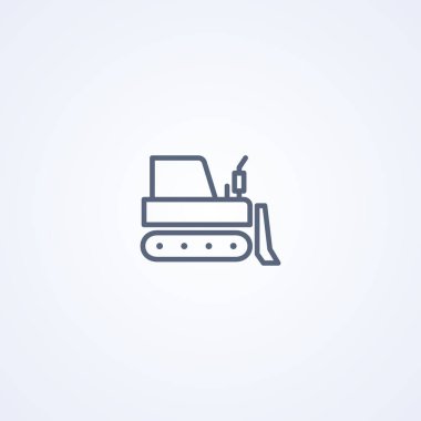 Takip edilen traktör, beyaz arkaplandaki en iyi vektör gri çizgi simgesi, Eps 10