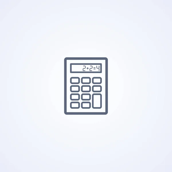 Calculadora Matemáticas Vector Mejor Icono Línea Gris Sobre Fondo Blanco — Vector de stock