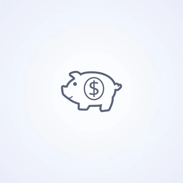 Money Pig Vektor Nejlepší Šedá Čára Ikona Bílém Pozadí Eps — Stockový vektor
