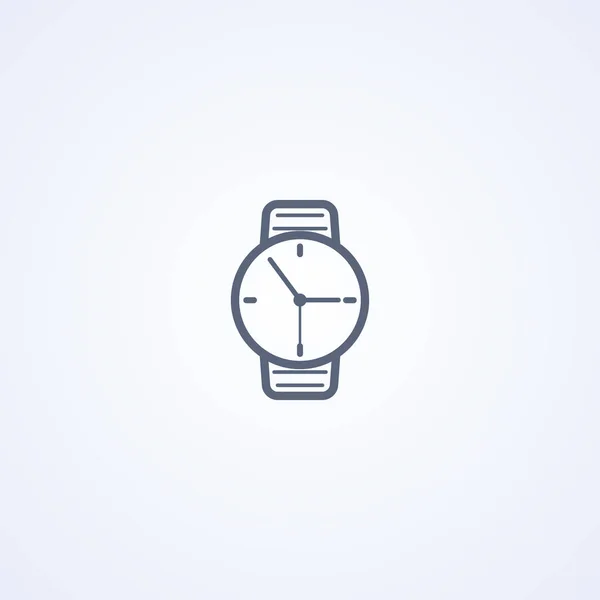 Montre Bracelet Vecteur Meilleure Icône Ligne Grise Sur Fond Blanc — Image vectorielle