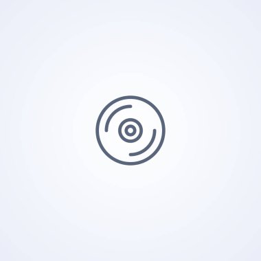 Disk, beyaz arkaplanda en iyi vektör gri çizgi simgesi, Eps 10