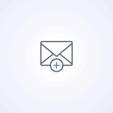 E- posta ekle, beyaz arkaplanda en iyi vektör gri çizgi simgesi, Eps 10