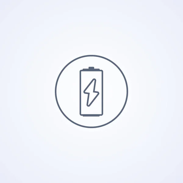 Batería Energía Vector Mejor Icono Línea Gris Sobre Fondo Blanco — Vector de stock