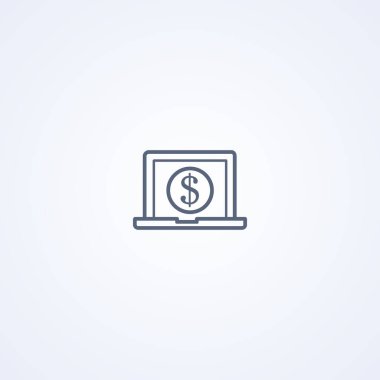 İnternet bankacılığı, beyaz arkaplandaki en iyi vektör gri çizgi simgesi, Eps 10