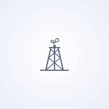 Petrol kulesi, en iyi vektör gri çizgi simgesi beyaz arka planda, Eps 10