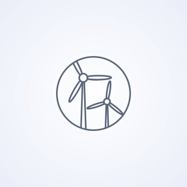 Rüzgar elektriği, en iyi vektör gri çizgi simgesi beyaz arkaplan, Eps 10