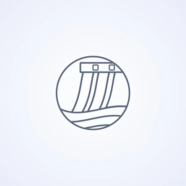 Hydro Power Station Vector Best Gray Line Icon White Background — 스톡 벡터