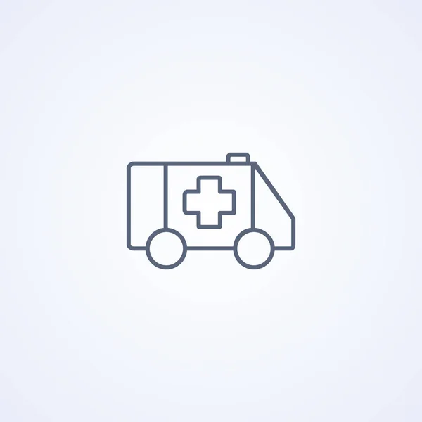 Ambulancia Transporte Médico Vector Mejor Icono Línea Gris Sobre Fondo — Archivo Imágenes Vectoriales