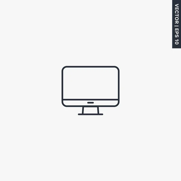 Computer Monitor Linear Style Sign Mobile Concept Web Design Symbol — Stock Vector