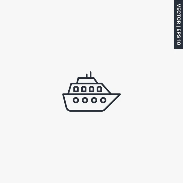 Cruise Ship Linear Style Sign Mobile Concept Web Design Symbol — Stock Vector