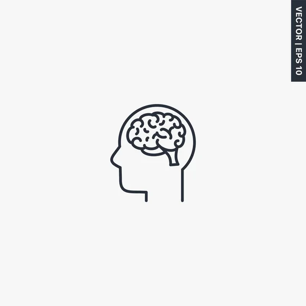 Cerveau Humain Signe Style Linéaire Pour Concept Mobile Web Design — Image vectorielle