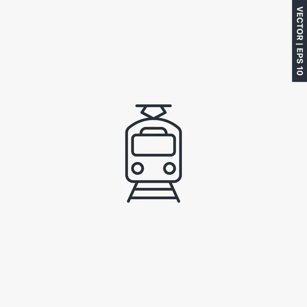 Tram Panneau Style Linéaire Pour Concept Mobile Web Design Symbole — Image vectorielle