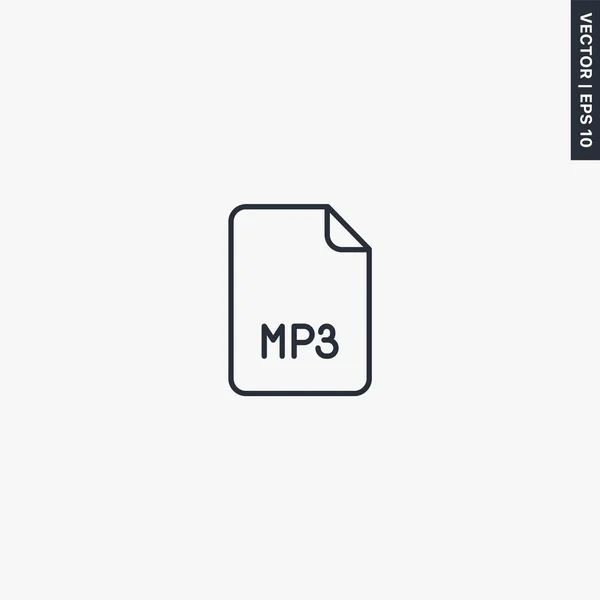 Mp3 File Format Linear Style Sign Mobile Concept Web Design — Stock Vector