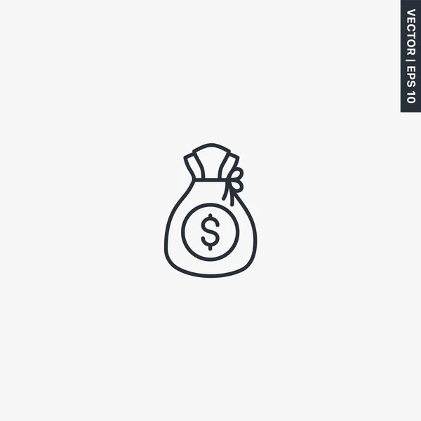 Moneybag Linear Style Sign Mobile Concept Web Design Symbol Logo — Stock Vector