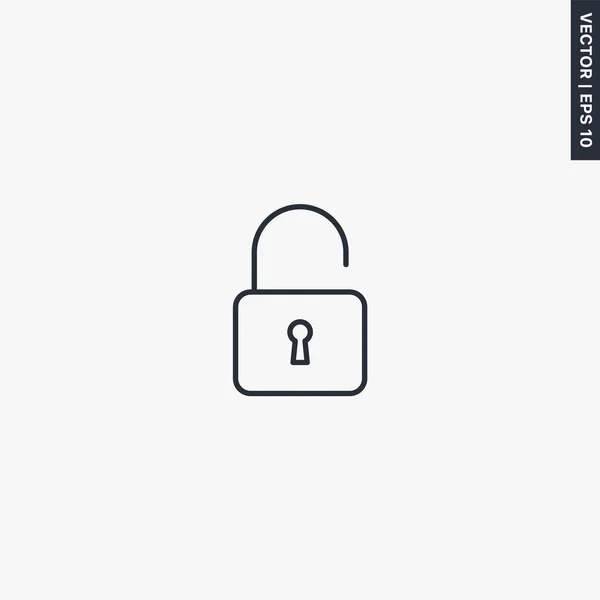 Desbloquear Sinal Estilo Linear Para Conceito Móvel Web Design Símbolo — Vetor de Stock