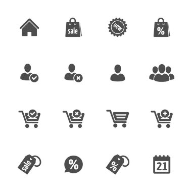 Gri renkli düz simgeler alıyorum. 16 parçalık set.