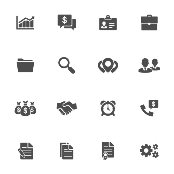 Negocios Iconos Planos Oficina Gris Set Piezas — Vector de stock