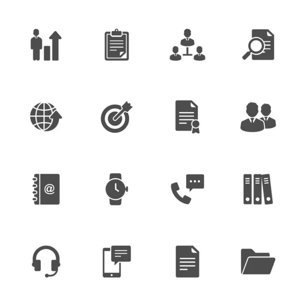 Desarrollo Negocio Iconos Planos Gris Set Piezas — Vector de stock