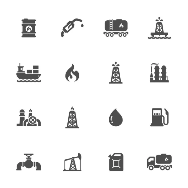 Fuel Flat Icons Γκρι Συλλογή Τεμαχίων — Διανυσματικό Αρχείο