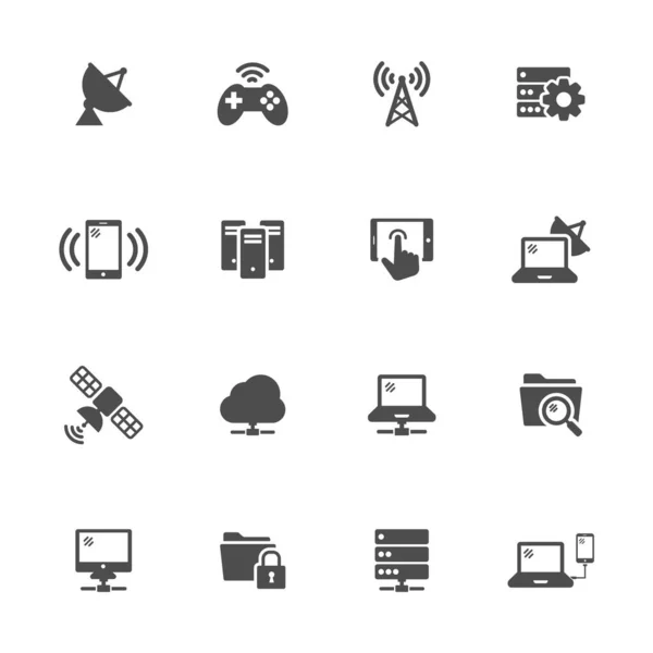 Network Flat Icons Gray Set Pieces — Stock Vector