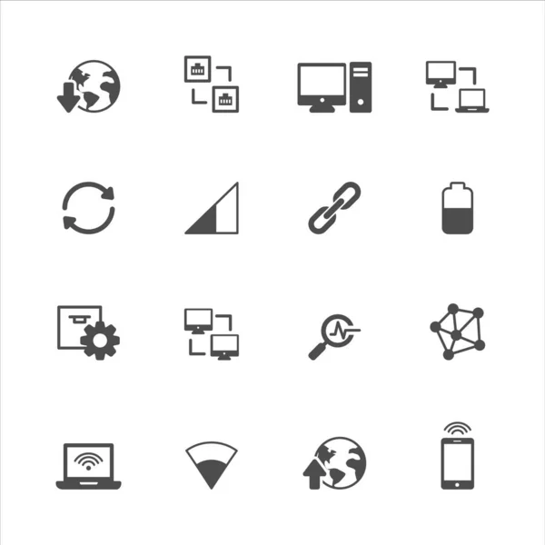 Iconos Planos Datos Analíticos Redes Sociales Gris Set Piezas — Vector de stock