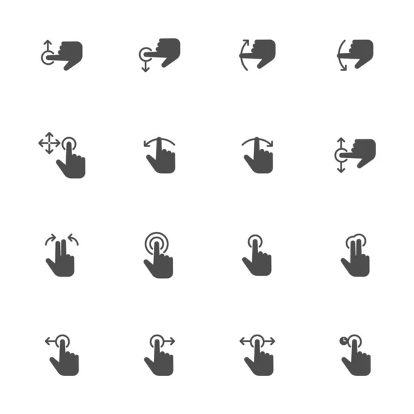 Vitre Tactile Geste Tactile Icônes Plates Gris Lot Pièces — Image vectorielle