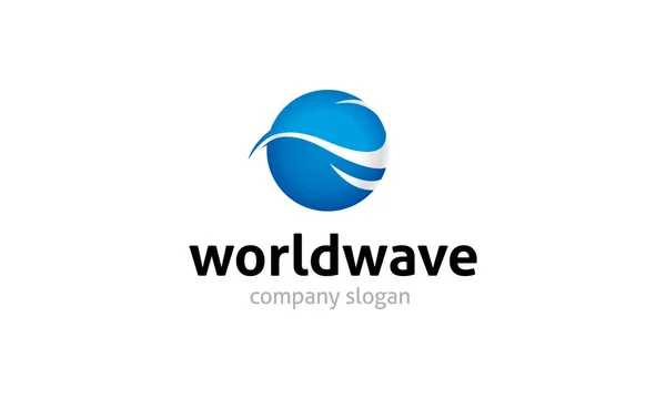 Modelo Logotipo Onda Mundial —  Vetores de Stock