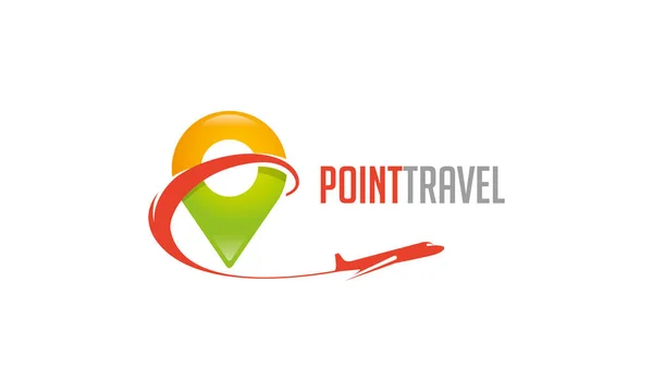 ポイント旅行のロゴのテンプレート — ストックベクタ