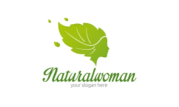 Naturlig Kvinna Logotyp Mall — Stock vektor