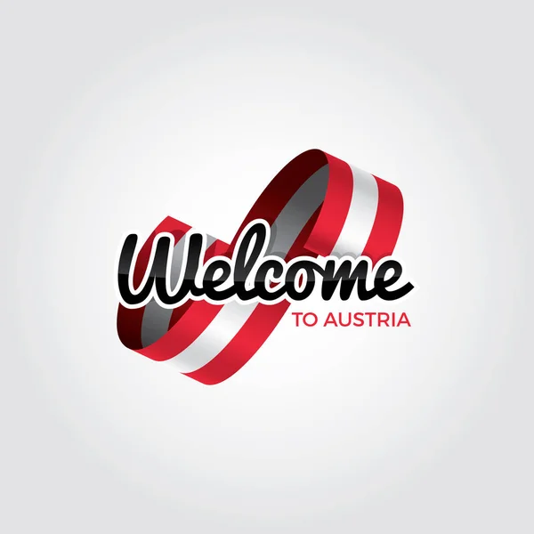 Bienvenido Austria Símbolo Con Bandera Logotipo Moderno Simple Sobre Fondo — Vector de stock