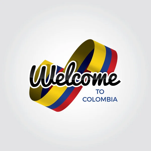 Welcome Colombia Symbol Flag Simple Modern Logo White Background Vector — Stock Vector