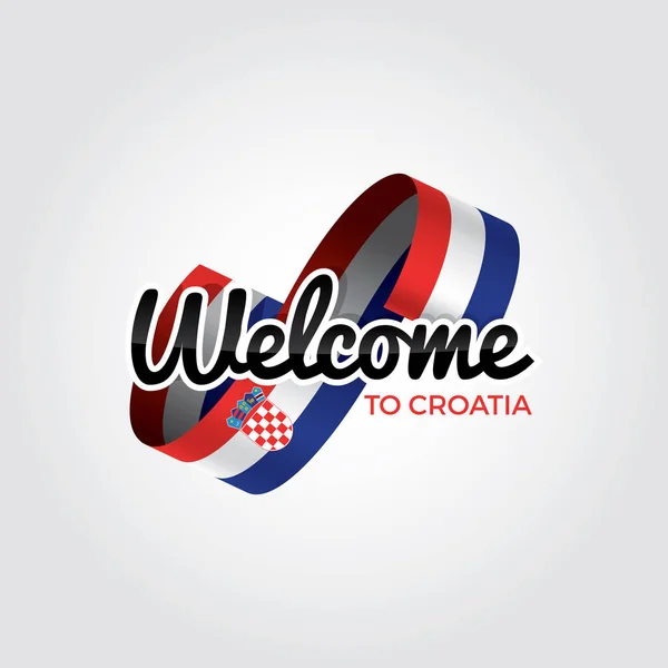 Bienvenido Croacia Símbolo Con Bandera Logotipo Moderno Simple Sobre Fondo — Vector de stock