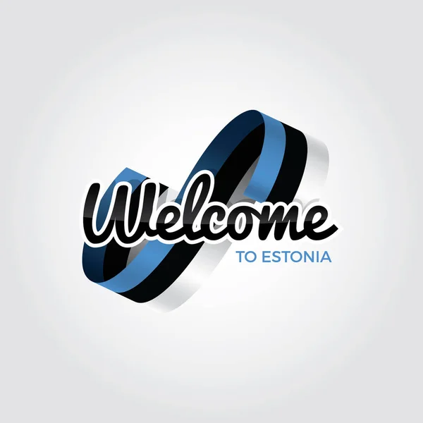 Bienvenido Estonia Símbolo Con Bandera Logotipo Moderno Simple Sobre Fondo — Vector de stock