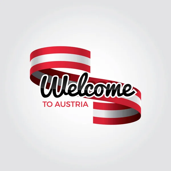 Bienvenido Austria Bandera Diseño Patriótico Ilustración Vectorial — Vector de stock