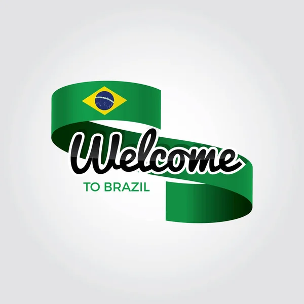Добро Пожаловать Флаг Бразилии Патриотический Дизайн Векторная Иллюстрация — стоковый вектор