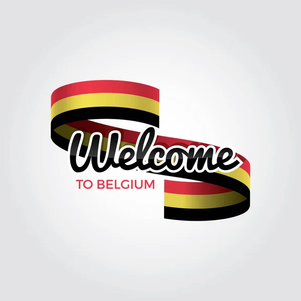 Welkom Belgische Vlag Patriottisch Ontwerp Vectorillustratie — Stockvector