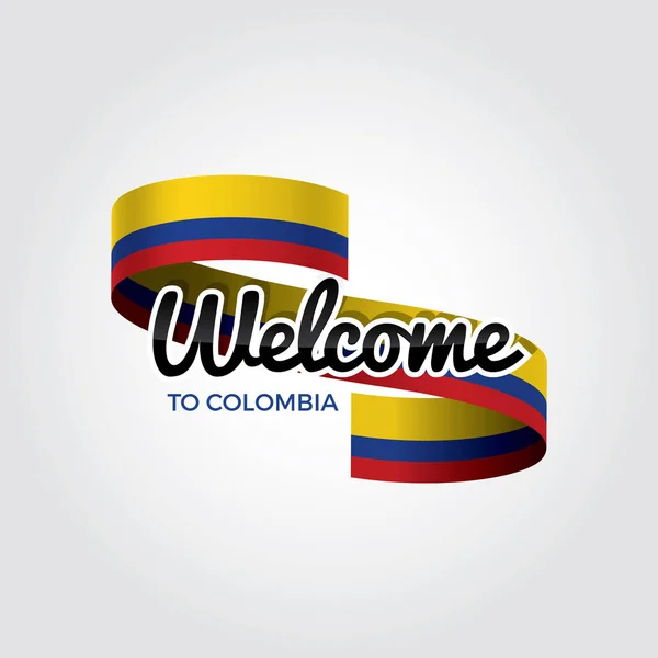 Bienvenue Drapeau Colombien Design Patriotique Illustration Vectorielle — Image vectorielle