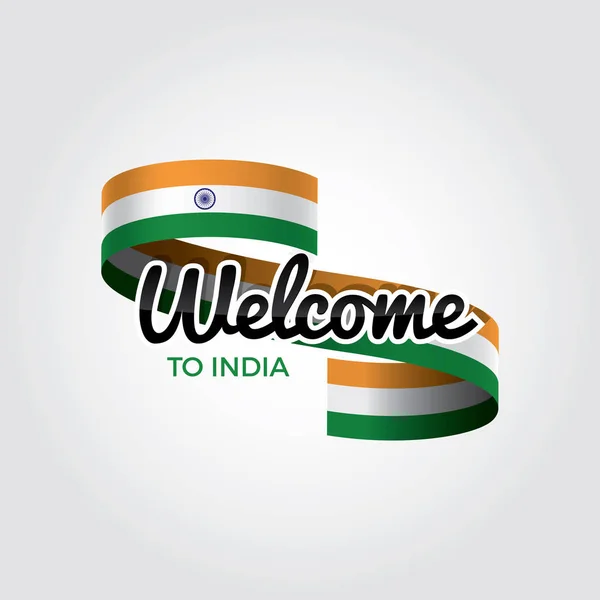 欢迎来到印度国旗 爱国设计 矢量说明 — 图库矢量图片