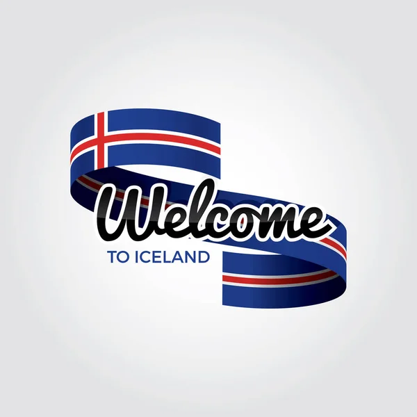 Καλώς Ήρθατε Στη Σημαία Της Ισλανδίας Πατριωτικό Σχέδιο Εικονογράφηση Διανύσματος — Διανυσματικό Αρχείο