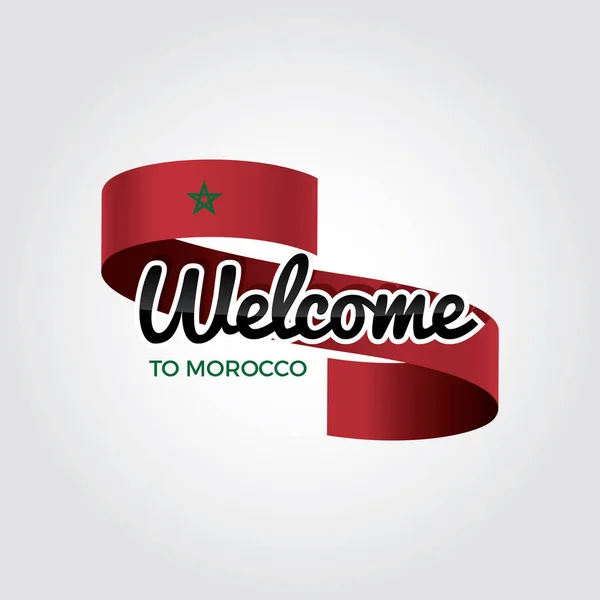 Willkommen Marokko Flagge Patriotisches Design Vektorillustration — Stockvektor